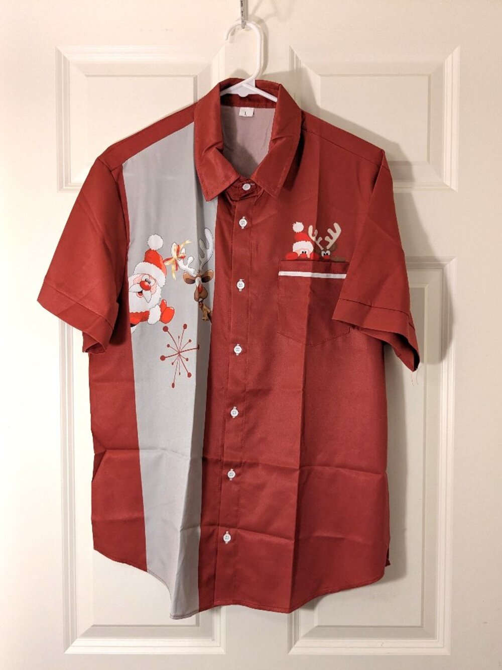 New! Men's M Graphic Santa and Rudolph Shirt 40" Chest
